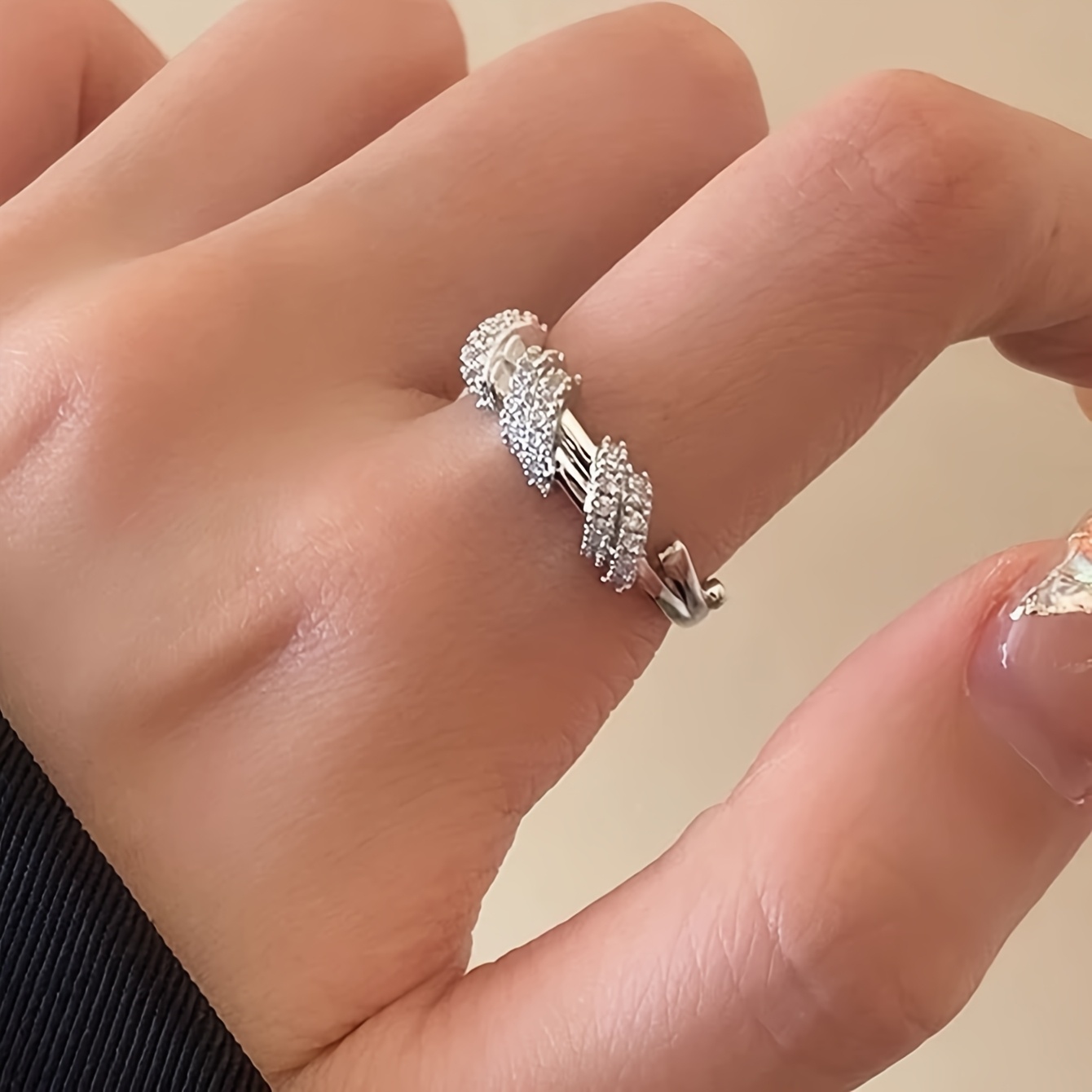Exquisite Copper Alloy Wire-wrapped Open Ring for Women